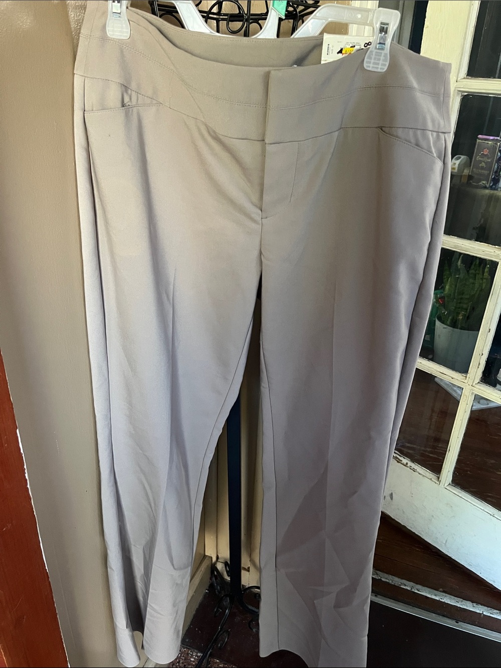 Elle Women's Straight-Leg Dress Pants in Light Taupe
